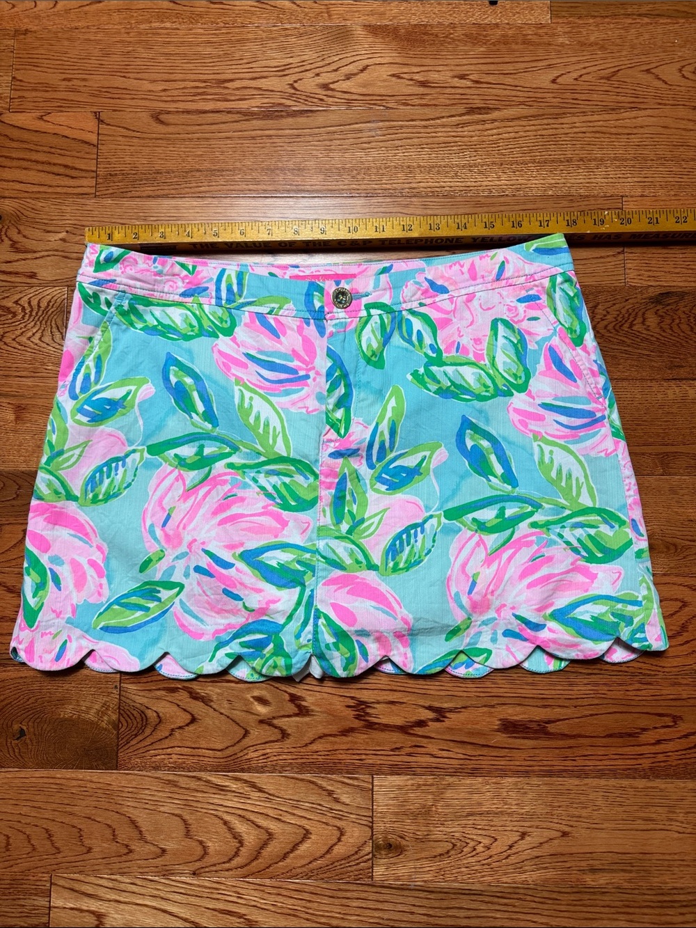 Lilly Pulitzer Pink & Aqua Floral Scalloped Hem Skort